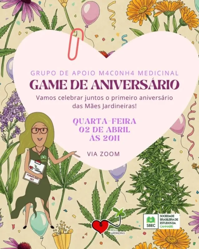 Grupo de apoio M4c0nh4 Medicinal - GAMEANIVERSÁRIO MULHERES E MÃES JARDINEIRASNo dia 2 de abril, às 20h, convidamos todas e todos para um encontro aberto de acolhimento, debate e apoio da M4c0nh4 Medicinal. Neste dia, celebramos 1 ano da Associação Mulheres e Mães Jardineiras (MMJ), um caminho que começou como movimento e se consolidou como Associação, fortalecendo o acesso ao conhecimento e ao tratamento.Também destacaremos o Dia Mundial de Conscientização sobre o Autismo, reafirmando a importância da informação e do apoio às famílias que buscam qualidade de vida.📅 Data: quarta-feira 02/04⏰ Horário: 20h📍 Plataforma: ZoomParticipe e fortaleça essa construção coletiva!🔗 Link de inscrição na bio e stories#1AnoMMJ #autismo #mulheresemãesjardineiras #cannabisésaúde #sbec #projetomãesjardineiras #precisoplantar #cannabismedicinaljá #cannabis #cannabismedicinal #sbecmed #plantecomoumamãe